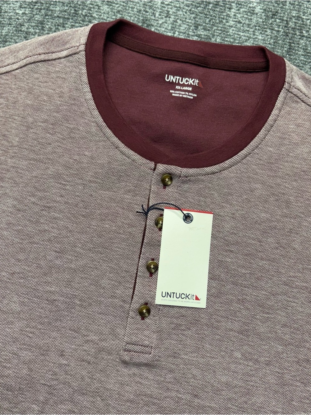 UNTUCKit Cascudo Henley Shirt Mens XXL Red Dre Long Sleeve 41662 Regular Fit NEW